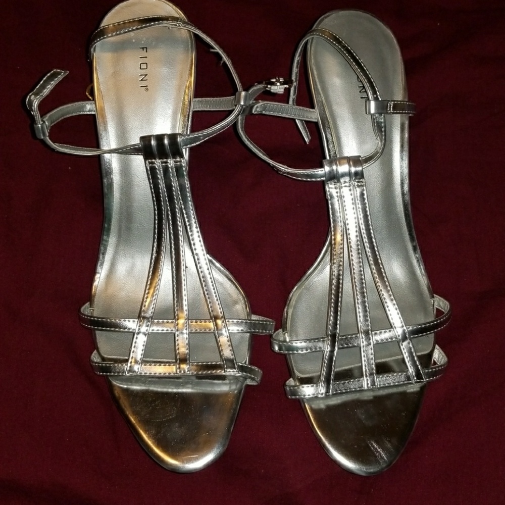 Strappy silver dress heels